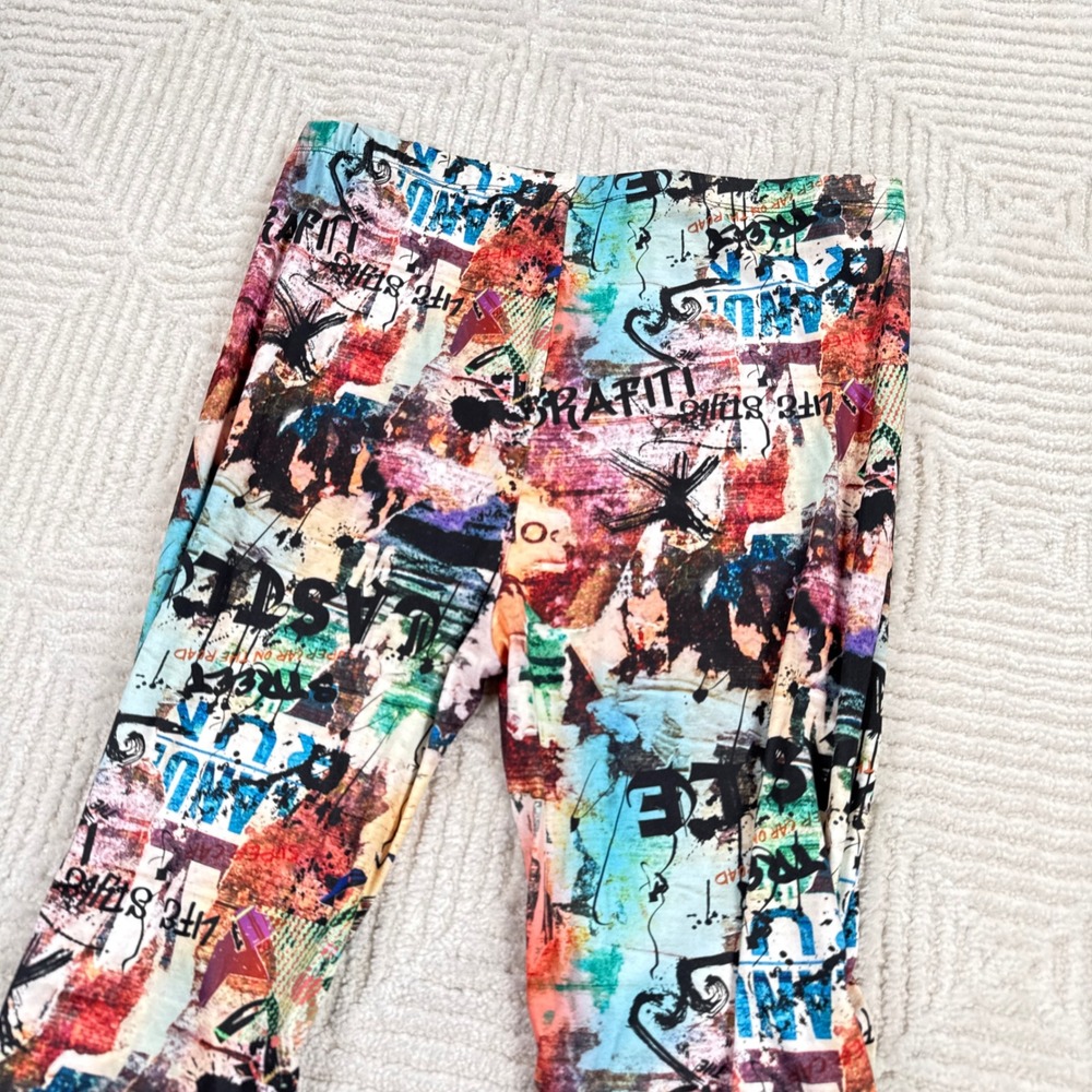 Fashion Nova Pant Women XL Graffiti AOP Y2K Punk 90's Grunge Artsy Street Rap - Picture 3 of 12